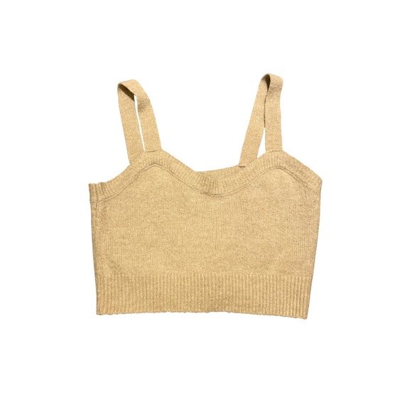 Forever 21 Tops - Forever 21 Ribbed Knit Crop Tank Top Beige Tan Spaghetti Strap Size M Boho